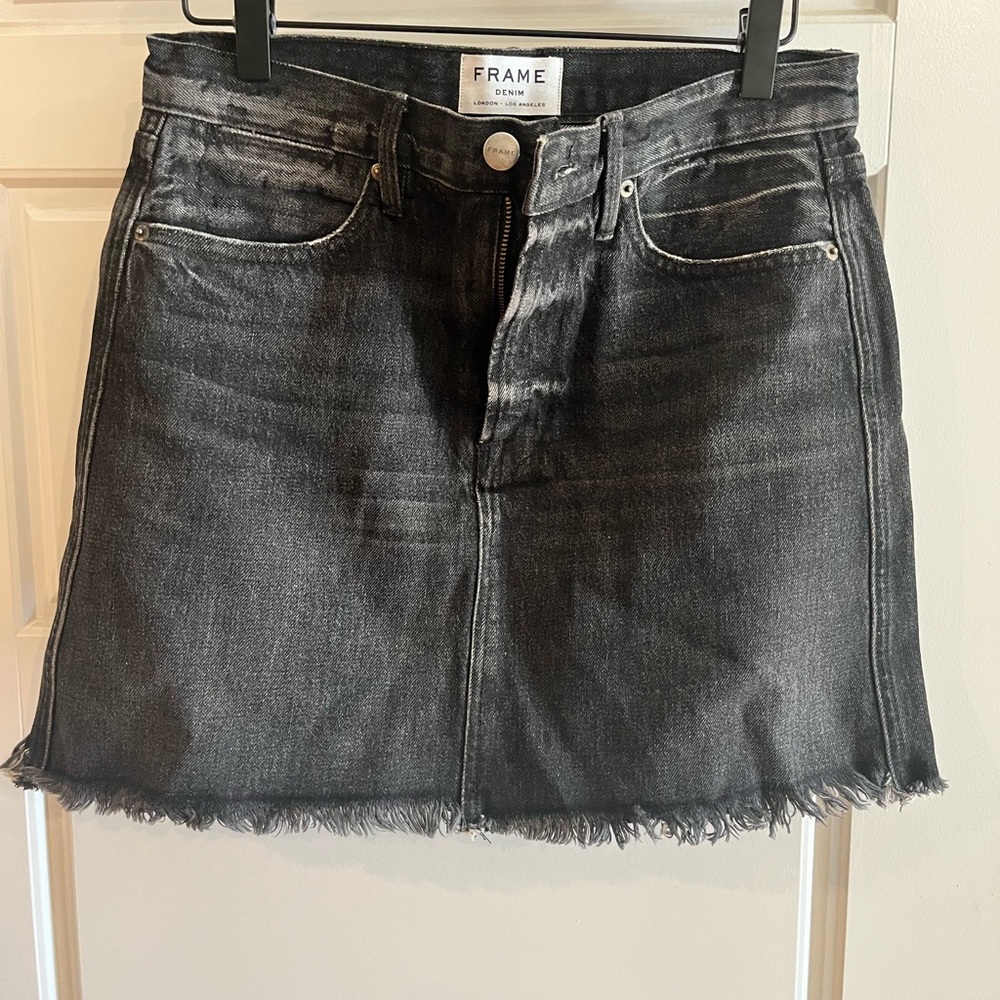 Frame Denim Black A-Line Mini Skirt